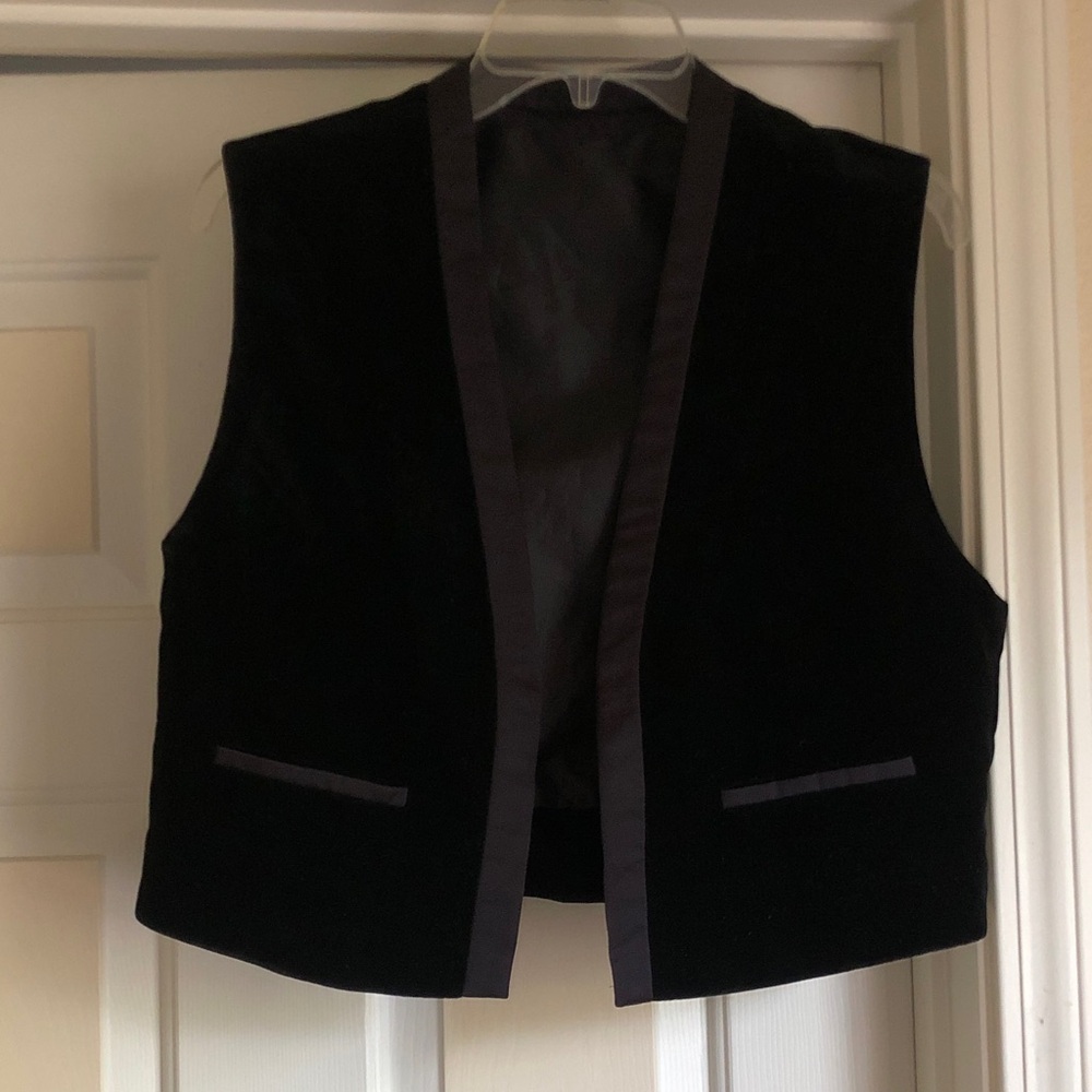 Black Velvet Open Front Vest